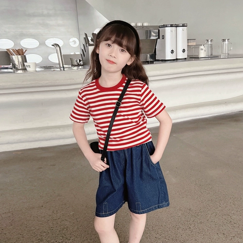 Детские джинсы, шорты, штаны, летняя одежда, подходит для подростков, свободный крой, в западном стиле, популярно в интернете