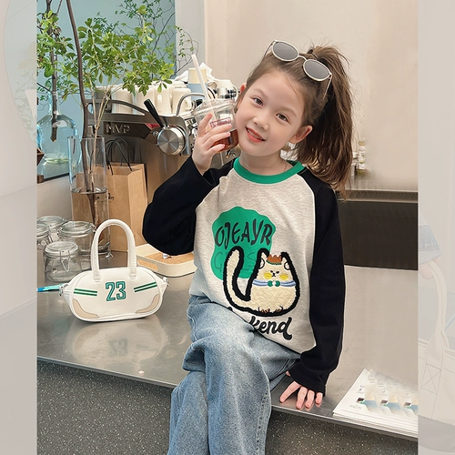 Детская футболка, приятный телу осенний лонгслив, подходит для подростков, с вышивкой
