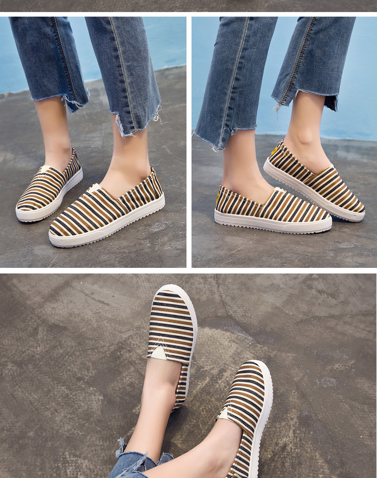 Jane 2019 mùa xuân và mùa hè phiên bản mới của Hàn Quốc của giày vải Bắc Kinh cũ của phụ nữ thoáng khí hoang dã sọc dày dưới một đôi giày vải - Plimsolls giầy bitis nữ