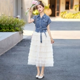 Летнее милое джинсовое платье, французский стиль, в стиле Шанель