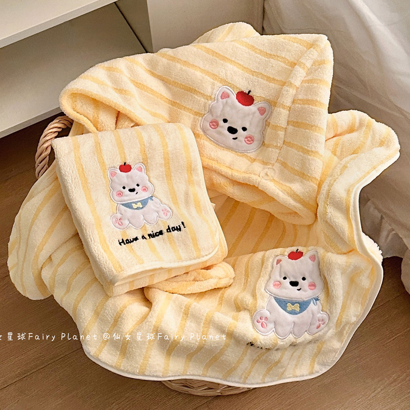 Bath Towel 2026 New Model Coral Fleece Adult Wrap Towel Wearable Cartoon Cute Absorbent Quick-Drying Women's Hair Drying Cap Towel