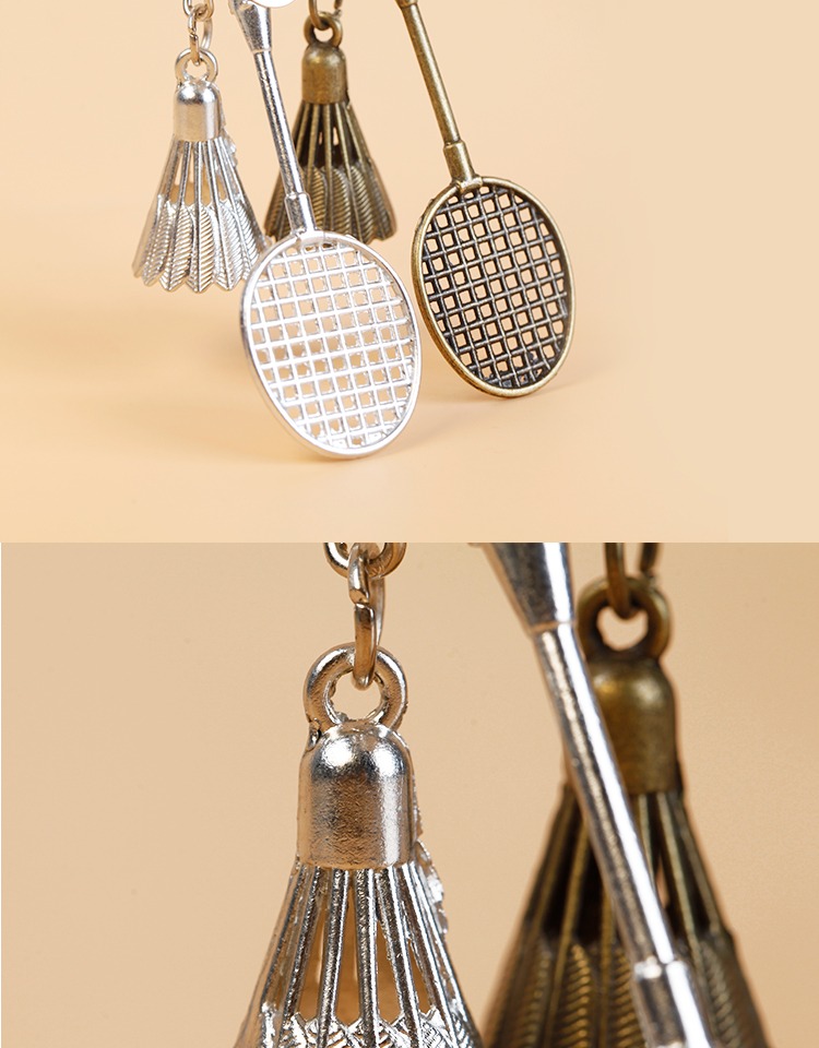 Kim loại Cầu lông Mặt dây Trang sức Vợt Cầu lông Keychain Thể thao Móc chìa khóa Đồ trang trí Cầu lông giá quả cầu lông