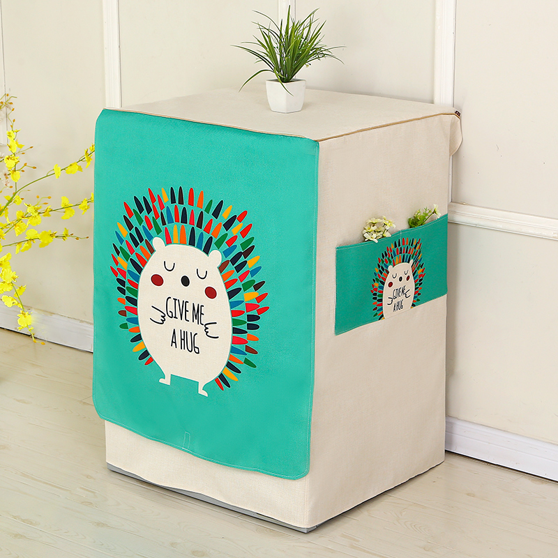 Drum washing machine cover waterproof sunscreen universal cotton and linen fabric Little Swan dust cover automatic Haier Sanyo