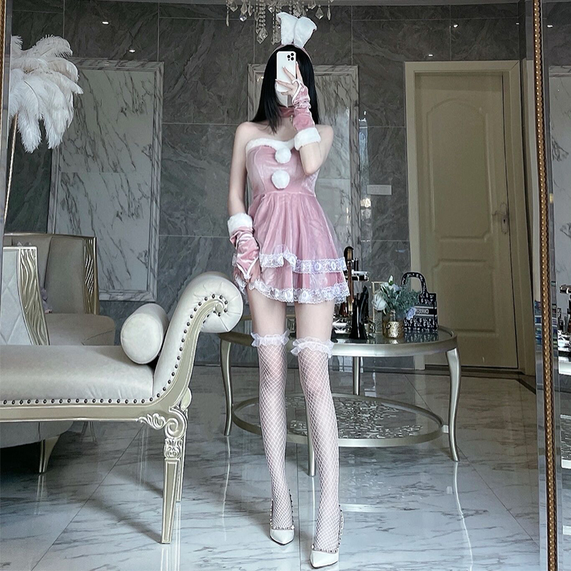 New Year Women's Costume Cosplay Pink Sexy Rabbit Girls Stage Fashion Show Clothing Online Red Anchor Uniform Gentle Wind