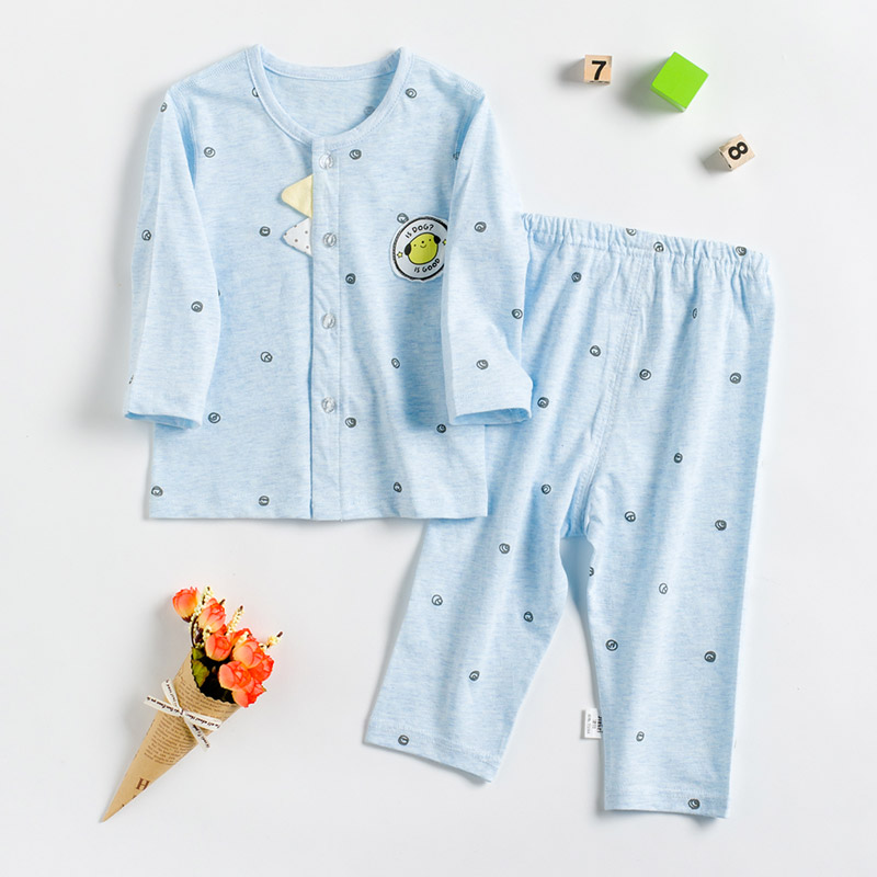 Zinbei childrens điều hòa không khí quần áo cotton để mở pajamababy mùa hè dài tay cô gái mỏng childrens quần áo quần áo chàng trai về nhà.