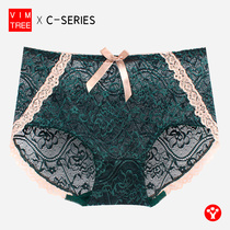 Vibrant tree sexy underwear lace middle waist cute pity large fat Ms. summer thin air breathable