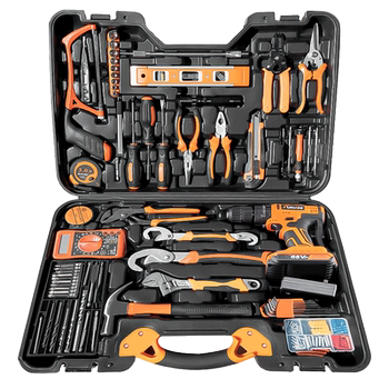 Electric drill screwdriver tool set multi-functional hardware electrician repair combination complete set vehicle tool box set
