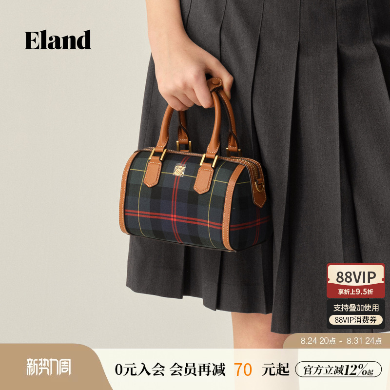 Eland Women's Bag Handbag Plaid Boston Silhouette Crossbody Bag Winter New Style