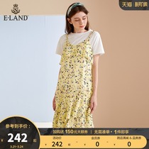 ELAND clothes romance Summer sweetness Temperament Shatter Amber Long Dress Pendant With Dress dress