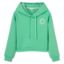 Eland Yilian sweatshirt womens round neck pullover hooded short loose sports style top