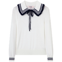 Eland knitted sweater for women doll collar ribbed long-sleeved slim-fit bottoming shirt for women sweet style sweater