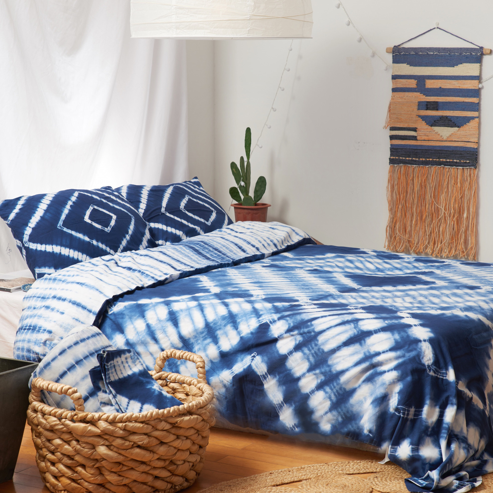 Shibori DYEDINDIA handmade duvet cover Bed linen Bed and breakfast wind plant dyed grass dyed home textile set