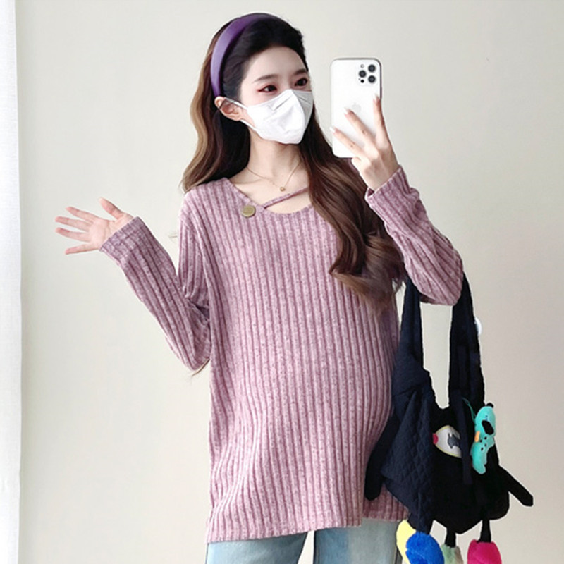 Maternity Wear Autumn Fashion Casual Versatile Long-Sleeve Top 2026 New Maternity Base Shirt Spring and Autumn Pregnancy Clothes