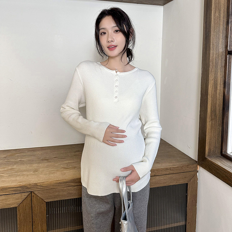 👩 ‍ 🍼 Autumn maternity wear | Fashionplaidknitting shirt pregnant lady ...