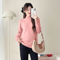 Maternity clothing autumn clothing simple long-sleeved knitted sweaters autumn Korean style nursing tops autumn and winter clothing breastfeeding bottoming shirts autumn