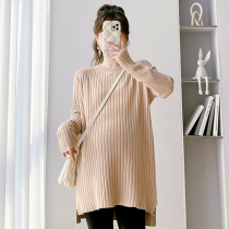 Maternity wear winter wear long-sleeved sweaters bottoming shirts autumn and winter wear pregnancy warm pullover sweaters fashionable and versatile tops