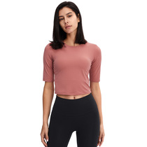 2021 spring and summer new products simple solid color yoga suit slim short sports middle sleeve woman
