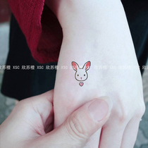 Xinsu orange rabbit tattoo stickers cute cartoon waterproof color hipster girl hand small pattern animal sticker