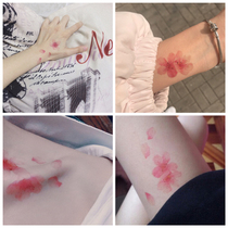 Xinsu orange cherry blossom tattoo sticker waterproof fairy lasting sexy peach blossom flower antique fresh geisha collarbone wrist