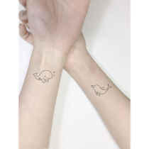 Xinsu orange tattoo stickers waterproof men and women durable Korean cartoon animal dolphin hands cute little fairy fresh