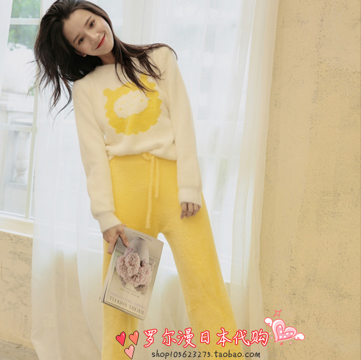 Japan Soft Honeys Soft Cotton Home Suit Warm Mink Suede Cute Pyjamas Young Girl Autumn Winter