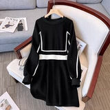 Модный комплект, платье, большой размер, осенний, подходит для полных девушек, по фигуре