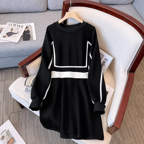 Модный комплект, платье, большой размер, осенний, подходит для полных девушек, по фигуре