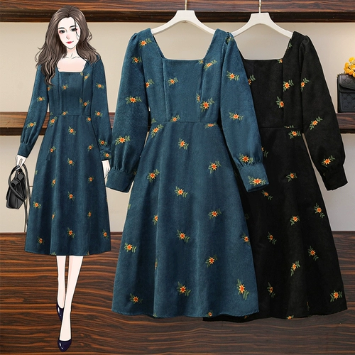 Весенний ретро длинный приталенный корсет, платье, большой размер, коллекция 2022, подходит для полных девушек, с вышивкой