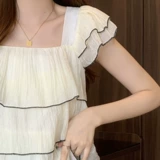 Летняя дизайнерская шифоновая летняя одежда для отдыха, большой размер, французский стиль, короткий рукав