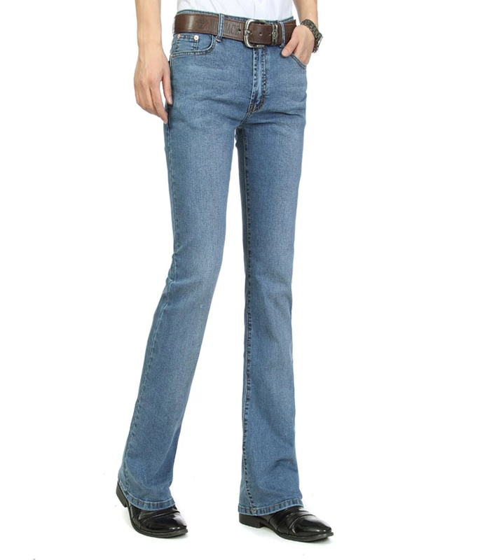 Quần jean nam Micro Horn Eo Stretch Slim Eo Quần Flare Quần Micro nhỏ Flare Quần Jeans