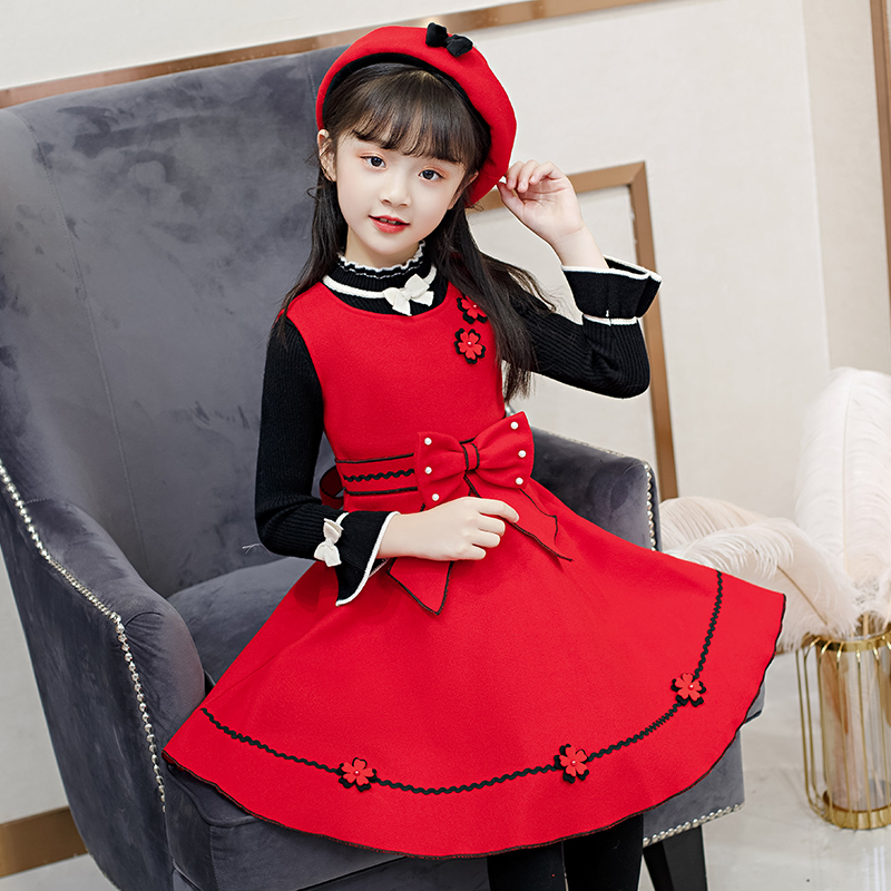 Korean Air Version chúa váy mùa xuân dress Little Girl Vest Váy trẻ em Girls váy Set New Nhi.