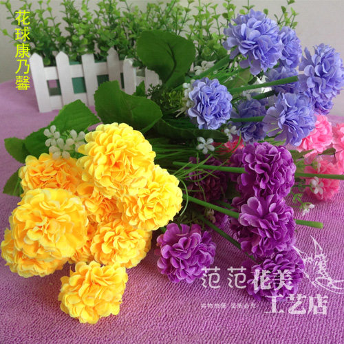 Single-branch high simulation flower carnation flower bouquet flower polo flowers fake flower decoration flowers living room to put flowers