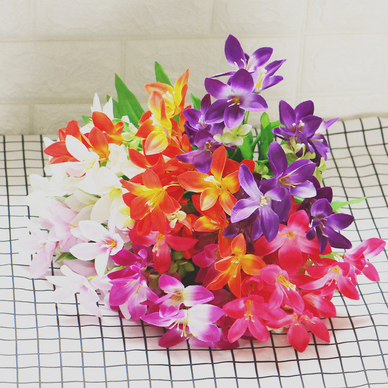 Single-branch simulation fake silk flower living-room decoration vase flower arrangement balcony small bundle cloth art wedding celebration flower art props shoot