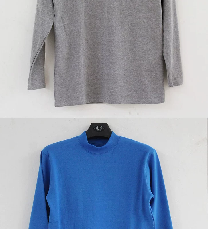 Mùa thu và mùa đông Lycra cotton nam quần áo mùa thu trung và già cổ tròn thấp cổ cao cổ áo sơ mi cotton áo len nhiệt đồ lót