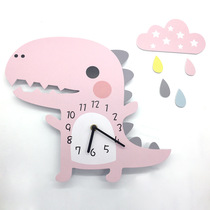 Creative hanging bell Childrens room Living room mute Watch Cubism Cartoon Dinosaur Wall-mounted clock Kindergarten hanging clock