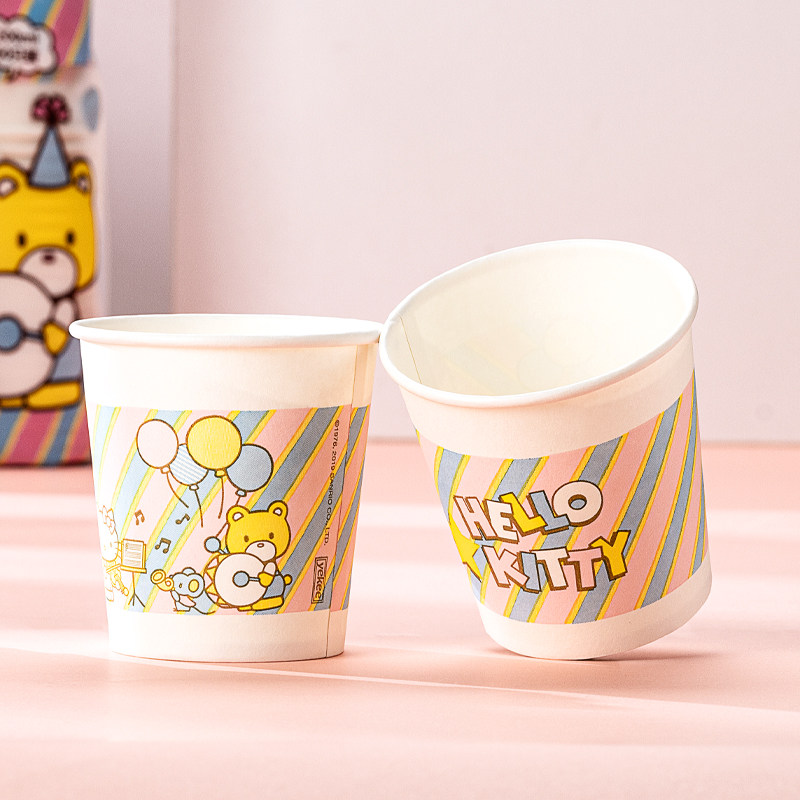 Hello Kitty disposable paper cup thickened small business drinking cup cute creative tea cup 60pcs
