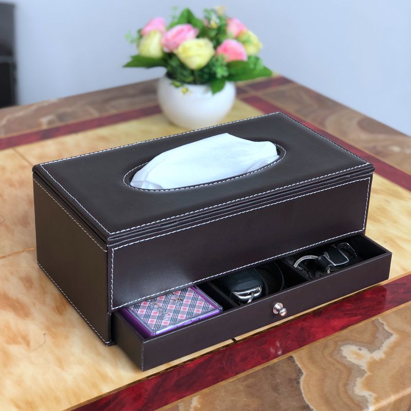 European Creative Leather sanitary paper box desktop storage box napkin paper drawing box multifunctional drawer household storage box