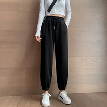 Black Spring Autumn Season Thin sports pants Women loose bunches Casual Pants slim 100 hitch outwear Pants Europe station
