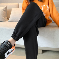 Lamb suede sports pants female plus suede thickened 2021 new casual light cage pants small outside wearing warm and protective pants