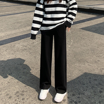 Straight Cylinder Broadlegged Pants Woman New Spring Autumn Thin height waist pituitary comfort 100 lap Chains Chains Casual Pants Sports Pants