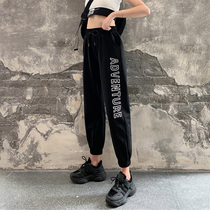 Sports pants woman Summer thin loose bunches 90% small substudents pure cotton 100 hitch black casual light cage pants