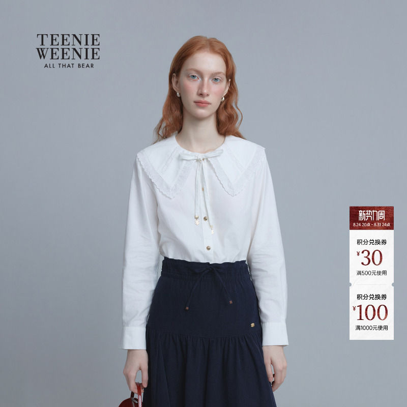 Teenieweenie Bear-Themed Women's Clothing, Elegant and Girly, Bow-Knot Lace Collar Shirt Teenieweenie Bear-Themed Women's Clothing, Elegant and Girly, Bow-Knot Lace Collar Shirt
