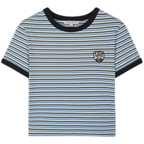 TeenieWeenie Bear Womens 2024 Autumn New Lazy Style Maillard Striped Short T-Shirt Top