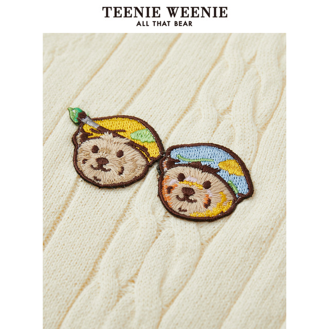 TeenieWeenie Bear 2024 ຄໍ V-neck pullover sweater vest ວິທະຍາໄລຊັ້ນສູງສັ້ນສໍາລັບແມ່ຍິງ