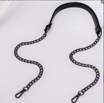 Black strap accessories diagonal cross shoulder shoulder strap plain leather chain shoulder strap bag accessories metal chain shoulder strap