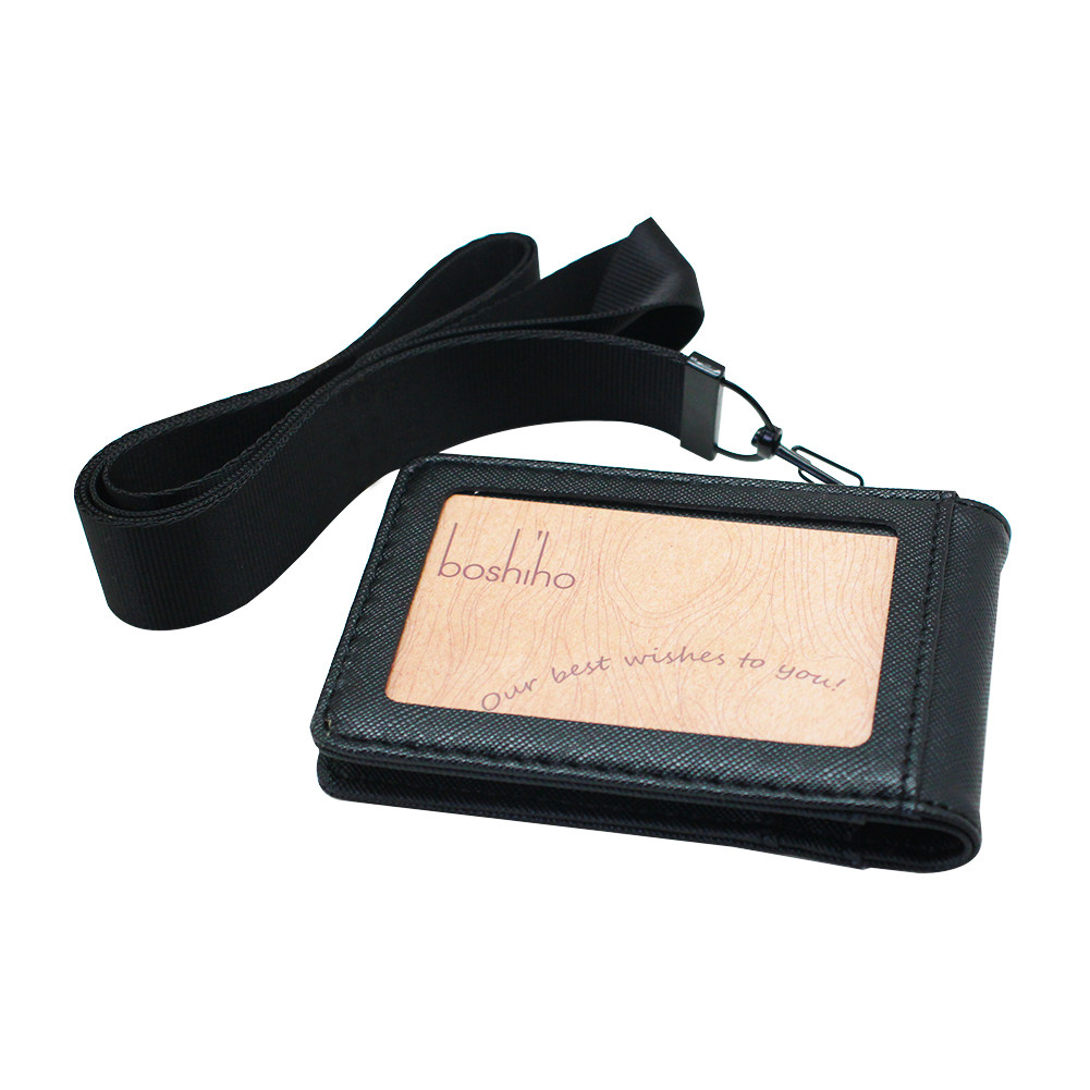 Genuine leather work card card set bus student simple document lanyard ID card badge badge guest card set