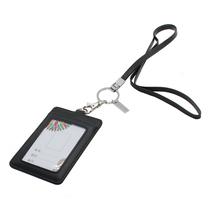 Leather work card cover cowhide certificate airline airport company staff work card access guide card clip wide lanyard