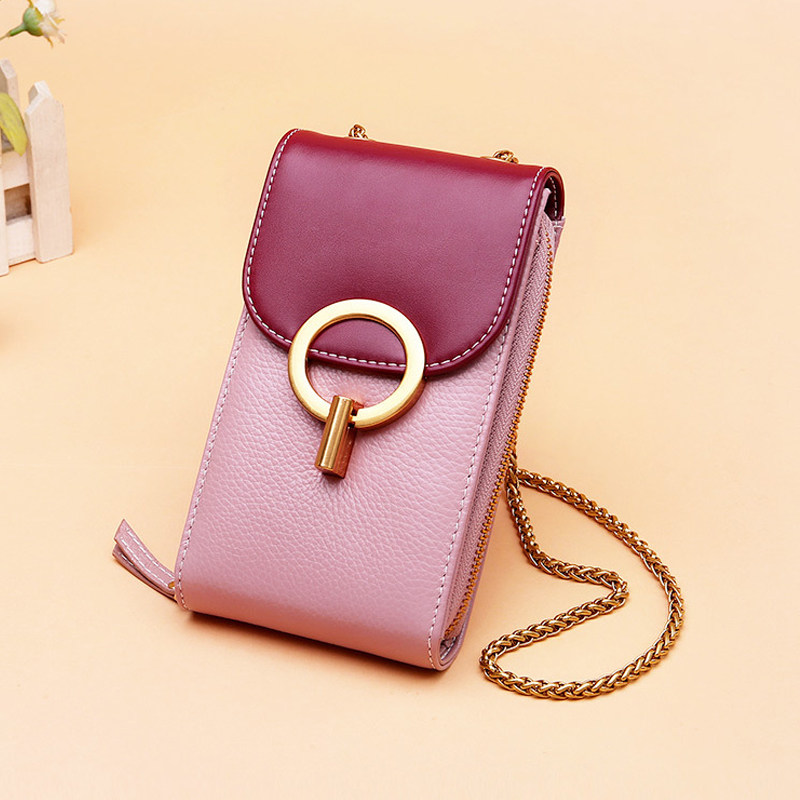 Mobile phone bag female crossbody bag chain bag Leather women's bag 2020 wild casual vertical coin purse student shoulder