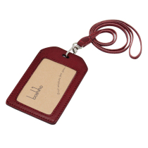 High-grade leather work permit certificate card set tour guide work card leather lanyard bus access control card bag leather case