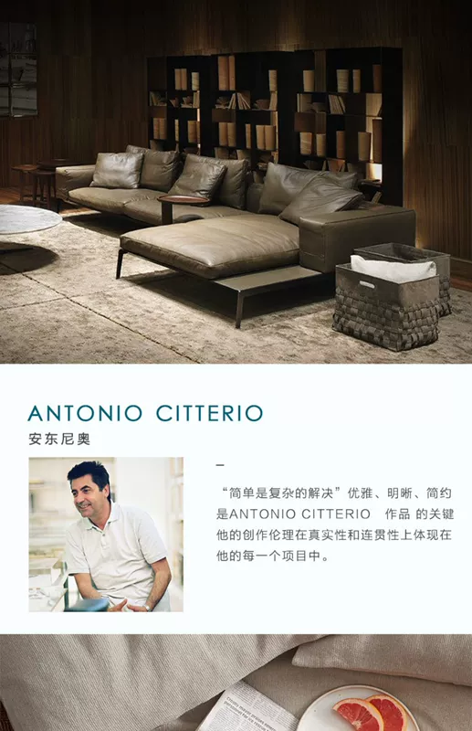 Ánh sáng Ý da sang trọng được thiết kế riêng sofa sofa xuống ba bit Bắc Âu hiện đại sofa da tối giản - Ghế sô pha